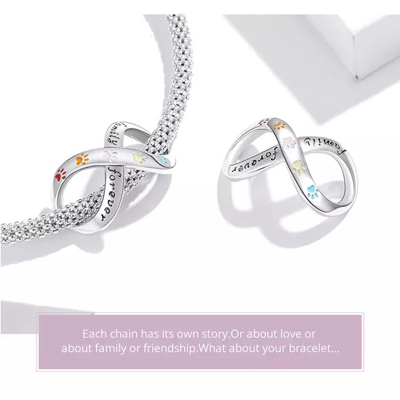 New 925 Silver Forever Family Infinity Love Charm - Picture 3 of 6
